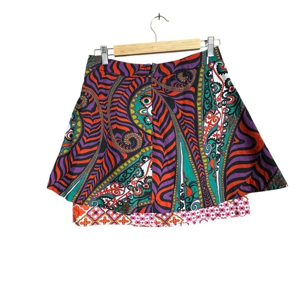 Anthropologie Odille Tiered Cotton Mini Skirt Paisley Size 2 - Picture 5 of 7